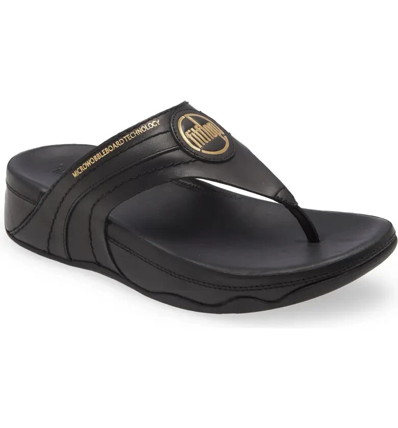 Fitflop Women Walkstar Toe-Tost Sandals Leather Sz 10 New