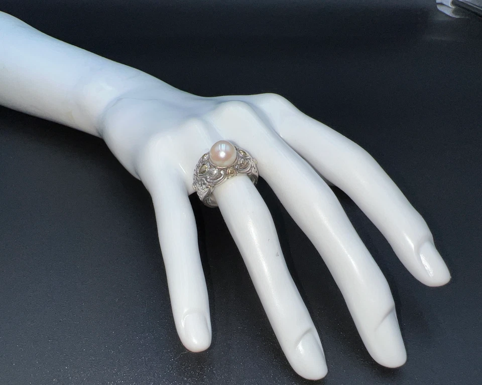 Anillo John Hardy oro 18K y plata de ley perlas, talla 7 Foto 2 de 4