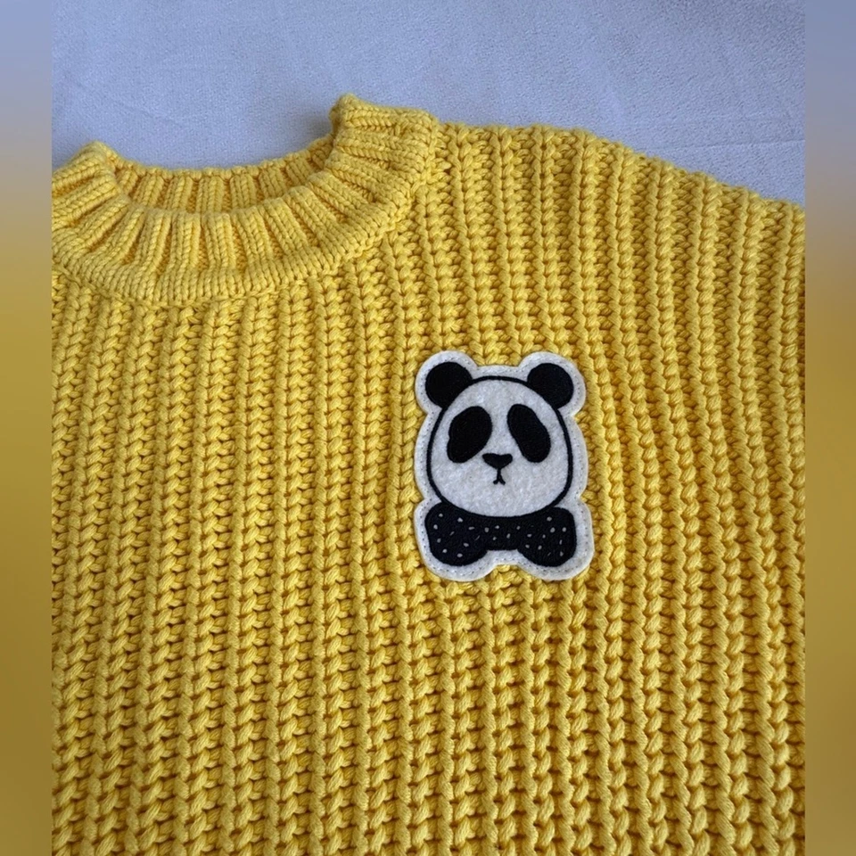 Mini Rodini gelb BAUMWOLLE STRICK PULLOVER 8Y Junge Mädchen Panda 100% Bio Baumwolle - Bild 4 von 4