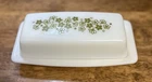 Pyrex Crazy Daisy Spring Blossom Butter Dish Vintage Green