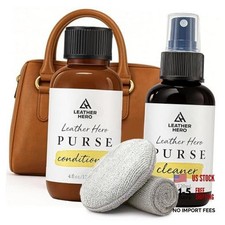 Leather Purse Cleaner Conditioner Kit 4pc Set with 4oz Cleaner, 4oz