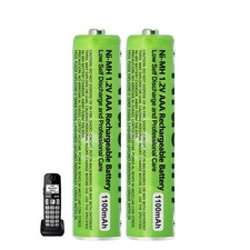 2 Pack AAA Rechargeable Batteries 1.2V 1100mAh for Cordless Phones, Remotes