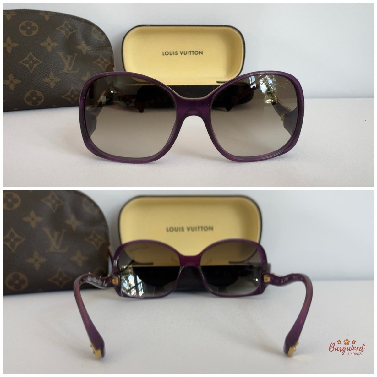 Authentic LOUIS VUITTON Violet Glitter Oversized Square Gina Sunglasses - Z0533W Louis Vuitton Purple Glitter Square Oversized Sunglasses main image 4
