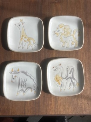 Set Of 4 Glidden 35 Plates Animal Menagerie 5.5'' Ernest Sohn MCM Vintage