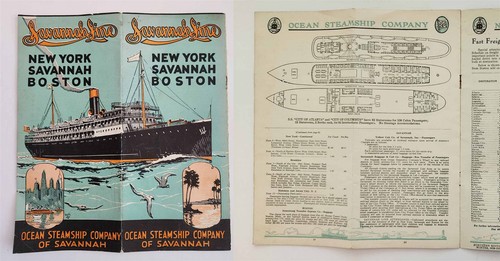 1928 antique SAVANNAH LINE new york savannah boston OCEAN STEAMSHIP Co BROCHURE