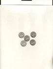 Lot Of 5 Washington Quarters, 1942-S, 1944, 1957, 1962, 1964 , 90% Silver