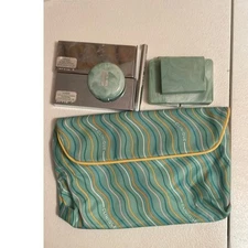 Vintage Clinique 7 Item makeup Bag powder blusher eyeshadow shading pencil brow