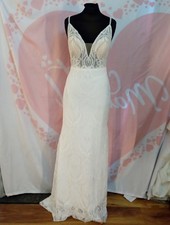 Wedding dress size 12 ivory lace removable shoulder bows, check measurement, G