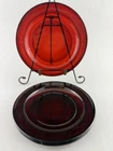 Set of 4 VTG Anchor Hocking Ruby Red Glass Salad Luncheon Plates 7.5" READ