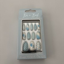 24 Faux Nails, It?s A Boy, Pretty Woman, Press On Glue Included. NEW