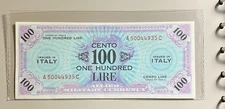 AMC Italy Hundred (100)Lire Note 1943 Allied Military Currency, WWII Issue P-M15