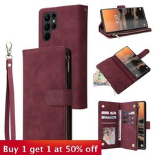 For Samsung Galaxy S25 Ultra S24 S23 S22FE Case Phone Case Zipper Leather Wallet