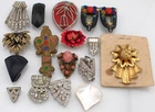 ART DECO VINTAGE DRESS FUR CLIP BUCKLE JEWELRY LOT RHINESTONE LUCITE CELLULOID