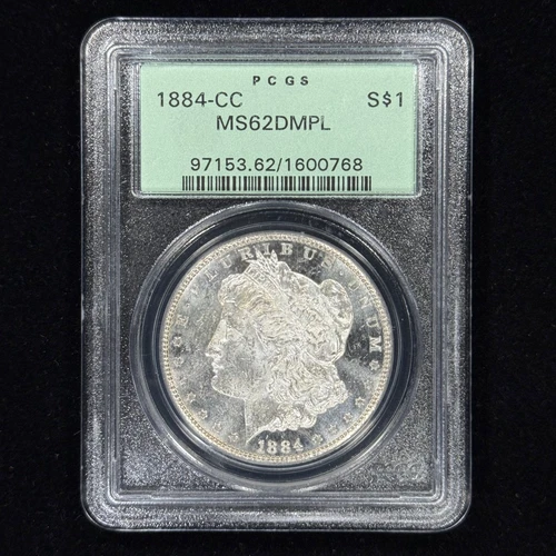 1884-CC $1 MS62 DMPL OGH Morgan Silver Dollar - PCGS Old Green Holder