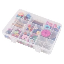 Exptolii 18 Grids Plastic Organizer Box with Dividers, Clear Compartment Contain