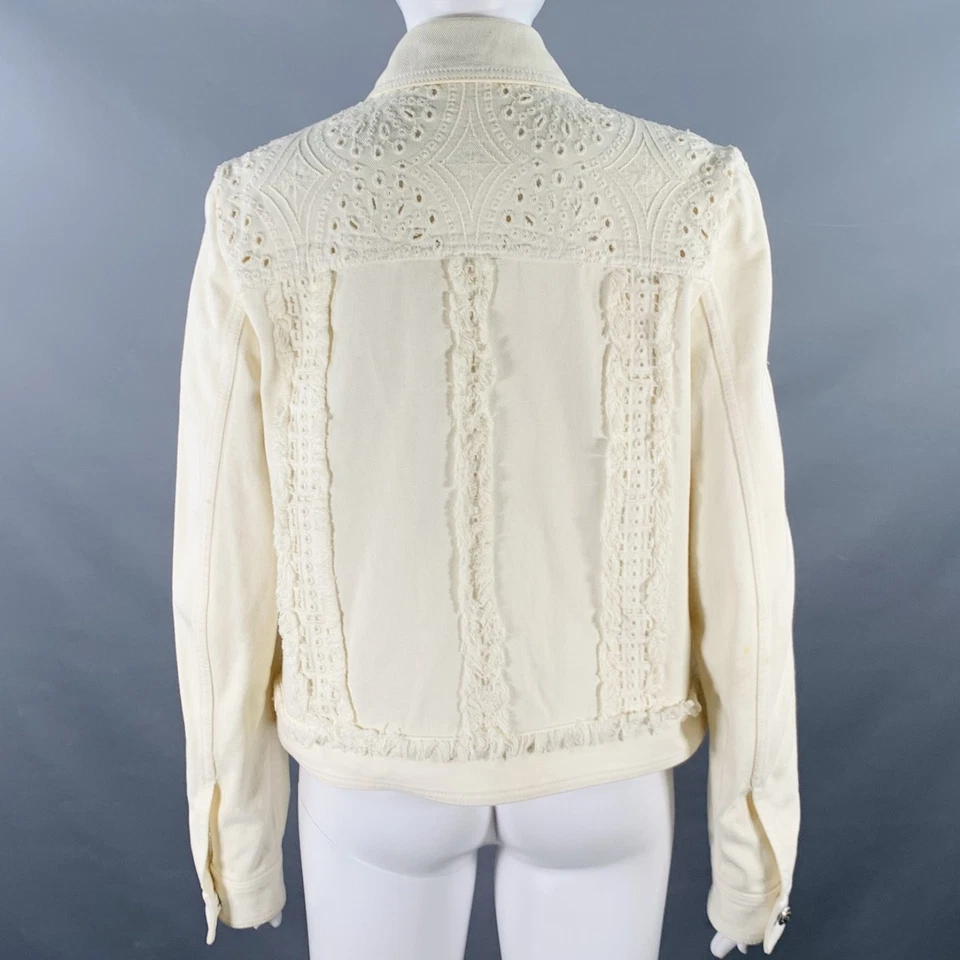 Blazer Chaqueta Camionero ETRO Talla M Crema Ojales Denim Flecos Foto 4 de 4