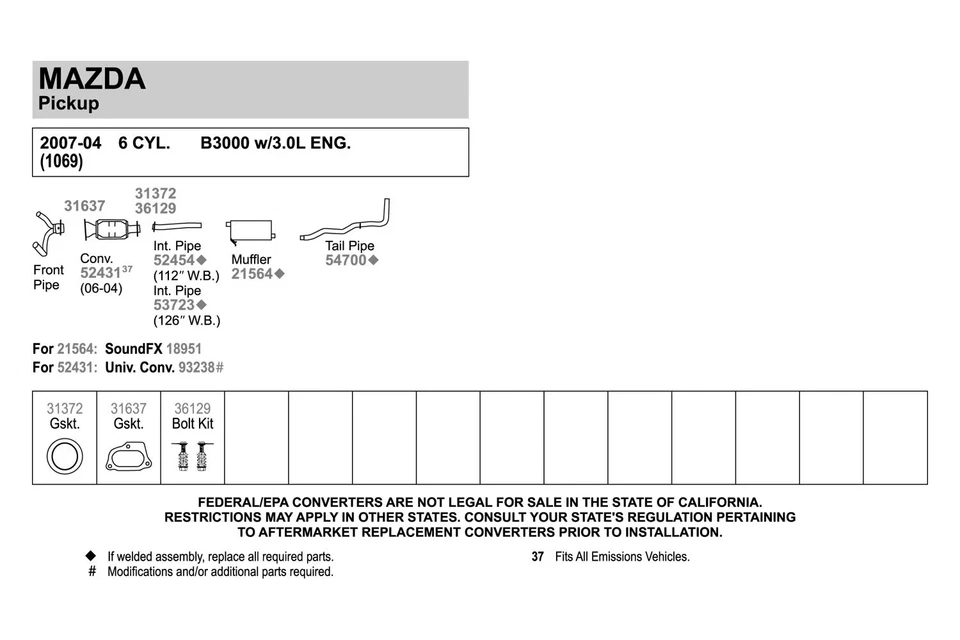 For Ford Ranger 04-11 SoundFX Steel Oval Direct-Fit Aluminized Exhaust Muffler - Изображение 4 из 4