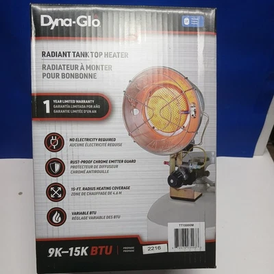 Top Heater New Dyna-Glo Propane Tank 9K–15K BTU Radiant Outdoor B203-7 - Image 1 of 4