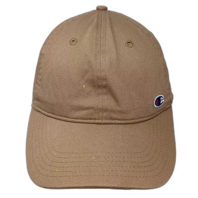 Champion Brown Baseball Cap Hat OS Slideback Adjustable Embroidered Cotton Logo