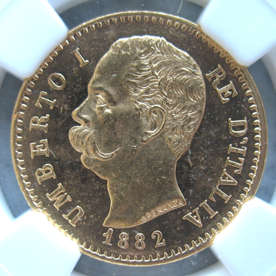 1882-R Italy Gold 20 Lire NGC MS-63 PL | eBay