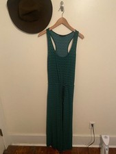 Banana Republic Dress M Green Geometric Pattern Tie Waist Sleeveless Long Maxi