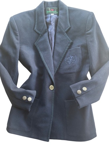 Abercrombie And Fitch Womens Vintage Wool Navy Blazer With Engraved Button Sz.4 - Picture 14 of 15