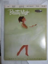 1 PR VINTAGE BEAUTY MIST RHT MICRO MESH SHEER NYLON STOCKINGS 10 MEDIUM BLACK