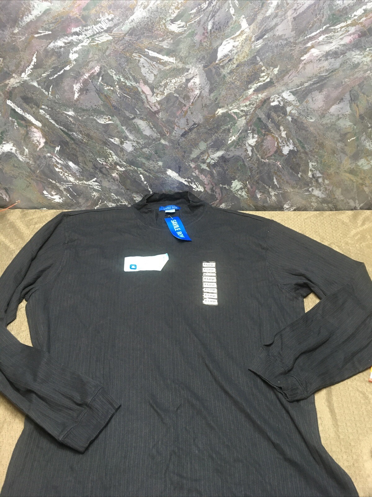 FILA Savile Row Camicia Uomo XL Blu Manica Lunga Finto Collo Felpa Preppy Casual#c7