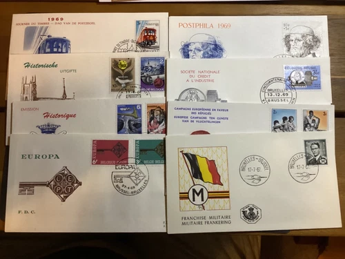 ICOLLECTZONE  Belgium FDC Lot of eight (A400-BelFDC4)