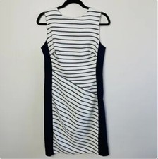 Lauren Ralph Lauren Striped Sleeveless Sheath Dress Navy White Size 14