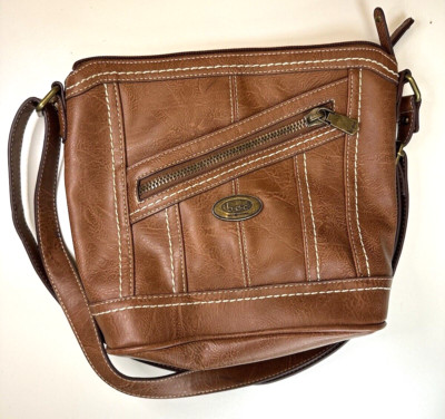  BOC Born Concept Shoulder Bag Purse Brown/Tan Faux Leather Small Tote Bottom