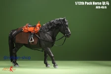 ACG-45A 1/12 Black Simulated Animal Pack Horse With Harness Fit 6''Figure Doll
