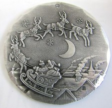 Wendell August Christmas 2002 Santa Reindeer Sleigh Ornament Handmade.