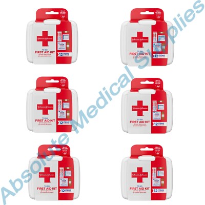 *6-Pack* Johnson & Johnson First Aid 12 Item Travel Portable Kit To Go 100829573