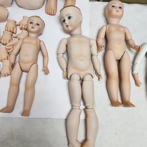 Vintage Lot of Bisque Doll Parts Doll Heads Eye Balls Arms Legs Hands Full Dolls - Picture 2 of 24
