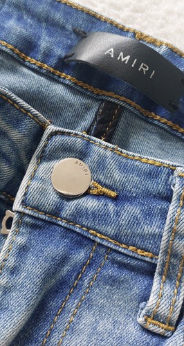 AMIRI hellblau gerissene Jeans Denimhose rot Blumenmuster Patches Größe 29W - Bild 8 von 8