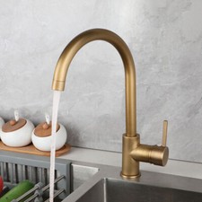 Antique Brass Kitchen Faucet 360 Swivel Spout Single Hole Mixer Deck Mounted Tap