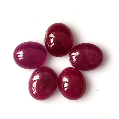 Natural Red Ruby Cabochon Unheated 6X5 mm Oval Calibrated Gemstone 5 Pieces Lot