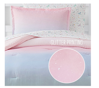 pink pastel unicorn bedding