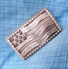 Western Patriot American Flag Belt Buckle Cowboy Cowgirl Floral Scroll  .SHY629