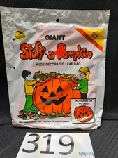 Vintage Sun Hill Stuff-A-Pumpkin Outdoor Huge Decorated Leaf Bag In Original Pac