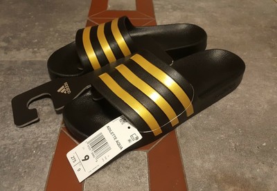 Adidas Adilette Aqua Slides-Sandals Black/Gold Men's Size 9 [EG1758] 191531302746 | eBay