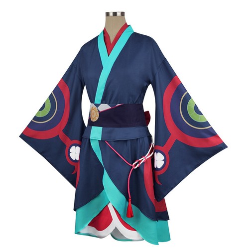 Anime Mononoke Yakusho Costume kimono Waist Printing Cartoon Dress Suit W/Bow - Picture 6 of 18