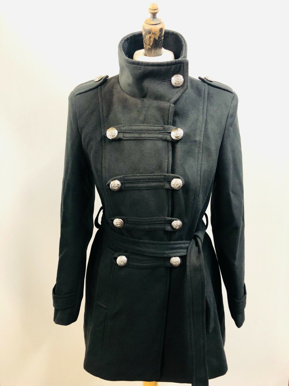 Ladies Black Navy Double Breasted Military Coat Sizes 8 10 12 14 16 18 ...