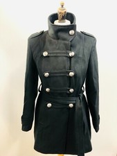 Ladies Black Navy Double Breasted  Military Coat Sizes  8 10 12 14 16 18 20 22 