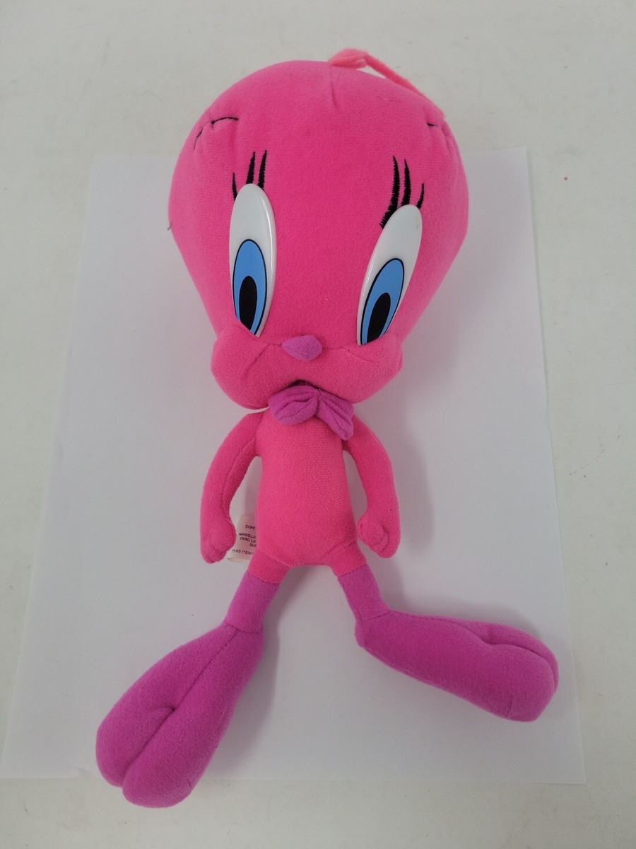 トゥイーティー　ぬいぐるみ　リボン　ハート　ピンク　tweety Looney Tunes Tweety Bird Hot Pink 16