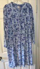 Aria Nightgown 16/18 Blue Floral Long Sleeve Soft Polyester