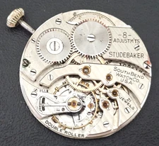 SOUTH BEND STUDEBAKER 12S 21J 8ADJ Watch Movement (BALANCE RUNS WHEN ROTATED)625