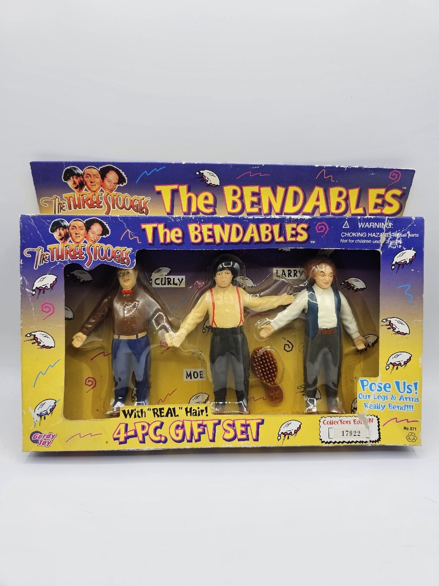 THREE STOOGES THE BENDABLES W/Real Hair 4-PC. NIB Gordy Toy | eBay