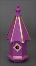 Wooden Bluebird Birdhouse with Copper Trim - Amish Made in USA - Purple